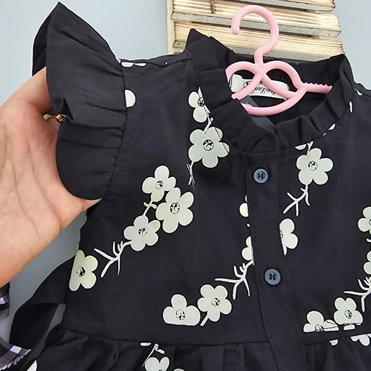 سارافون دخترانه لنین طرح شکوفه سایز 3 تا 8 سال