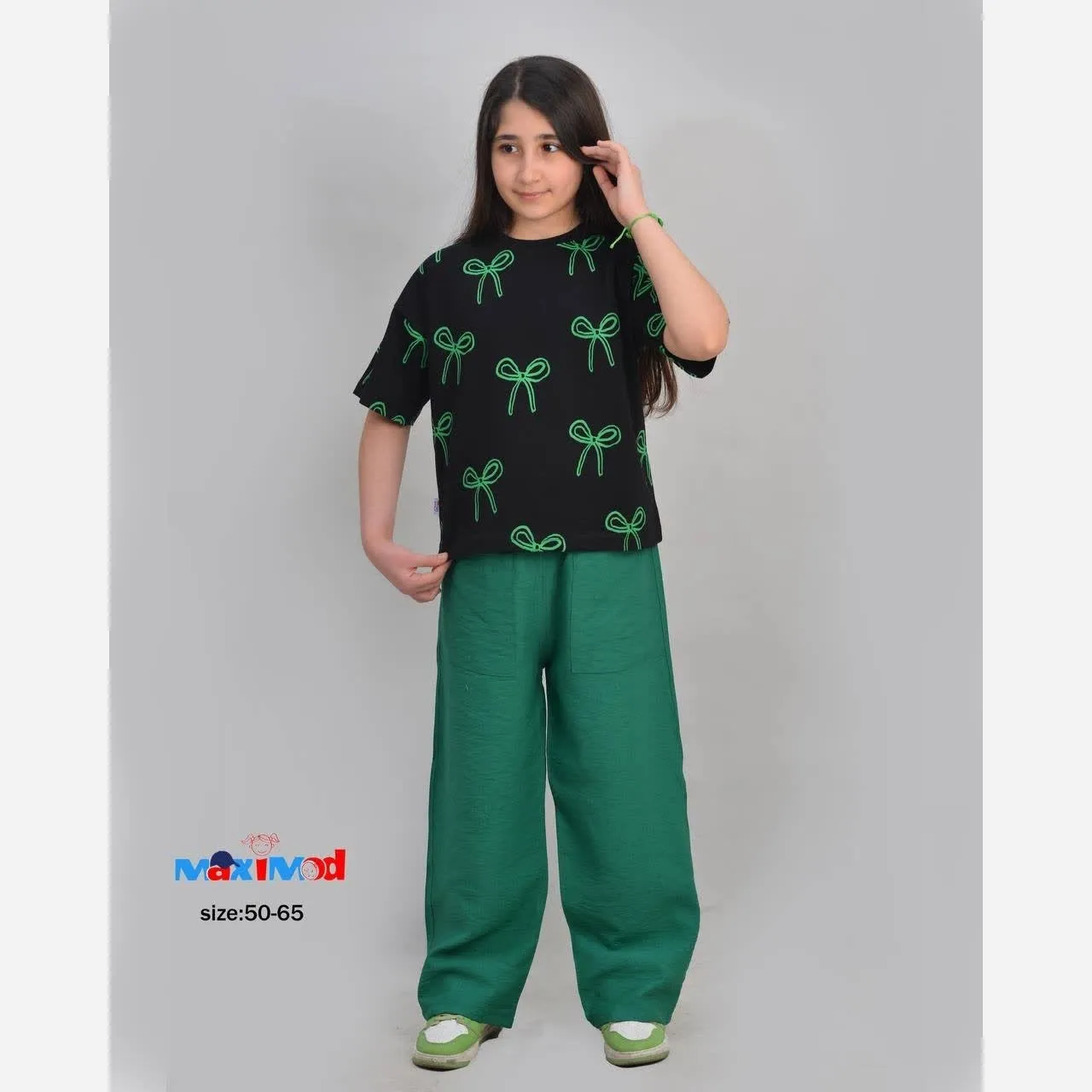 ست کراپ و شلوار دخترانه نخ پنبه و کرسپو سایز 50 تا 65
