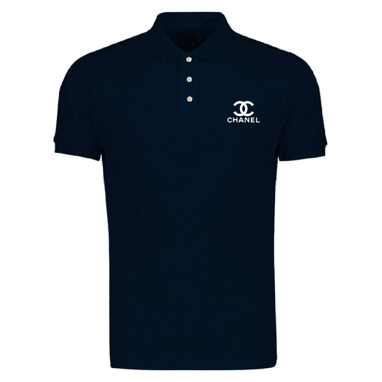 پولوشرت آستین کوتاه مردانه مشکی طرح Chanel مدل K9797 جنس جودون اعلا سایز L XL 2XL