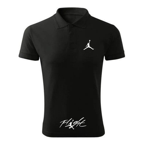 پولوشرت مردانه مشکی آستین کوتاه طرح flighte مدل q2436 جنس جودون سایز L XL 2XL