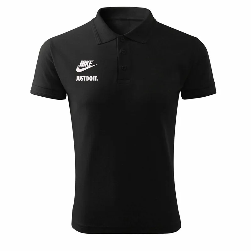 پولوشرت مردانه جوودون مشکی آستین کوتاه طرح Just Do It مدل E3878