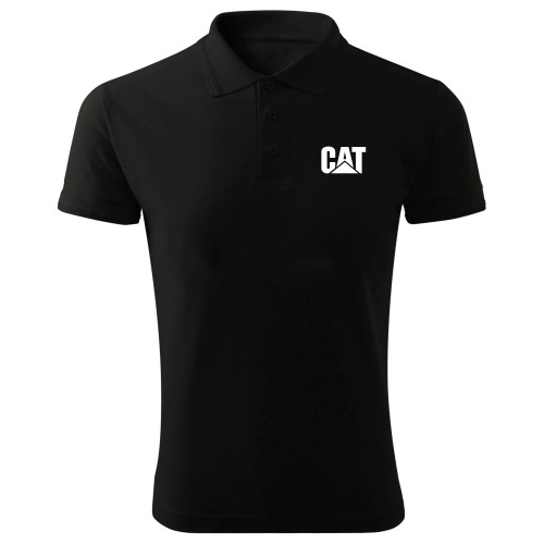 پولوشرت مردانه آستین کوتاه طرح Cat مدل D464Z مشکی جودون سایز L XL 2XL