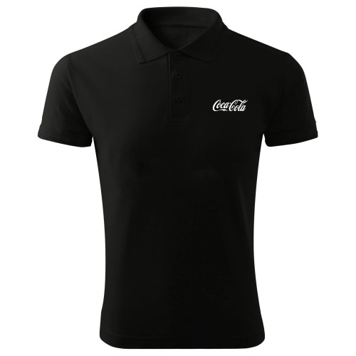 پولوشرت مردانه مشکی یقه دکمه دار جودون طرح Coca سایز L XL 2XL