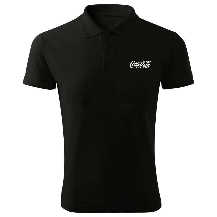پولوشرت مردانه مشکی یقه دکمه دار جودون طرح Coca سایز L XL 2XL