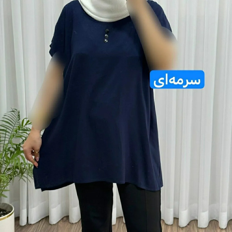 تاپ زنانه نخی شسته شده فری سایز مناسب تا سایز 50 چهارفصل تنخور آزاد و راحت