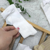 جوراب نیم ساق دخترانه گندمی پاپیونی نخی پنبه اعلا مناسب 6 ماه تا 6 سال