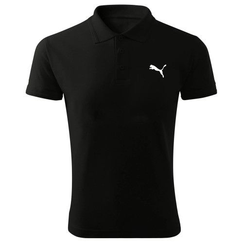 پولوشرت مردانه مشکی طرح پوما آستین کوتاه جنس جودون سایز L XL 2XL