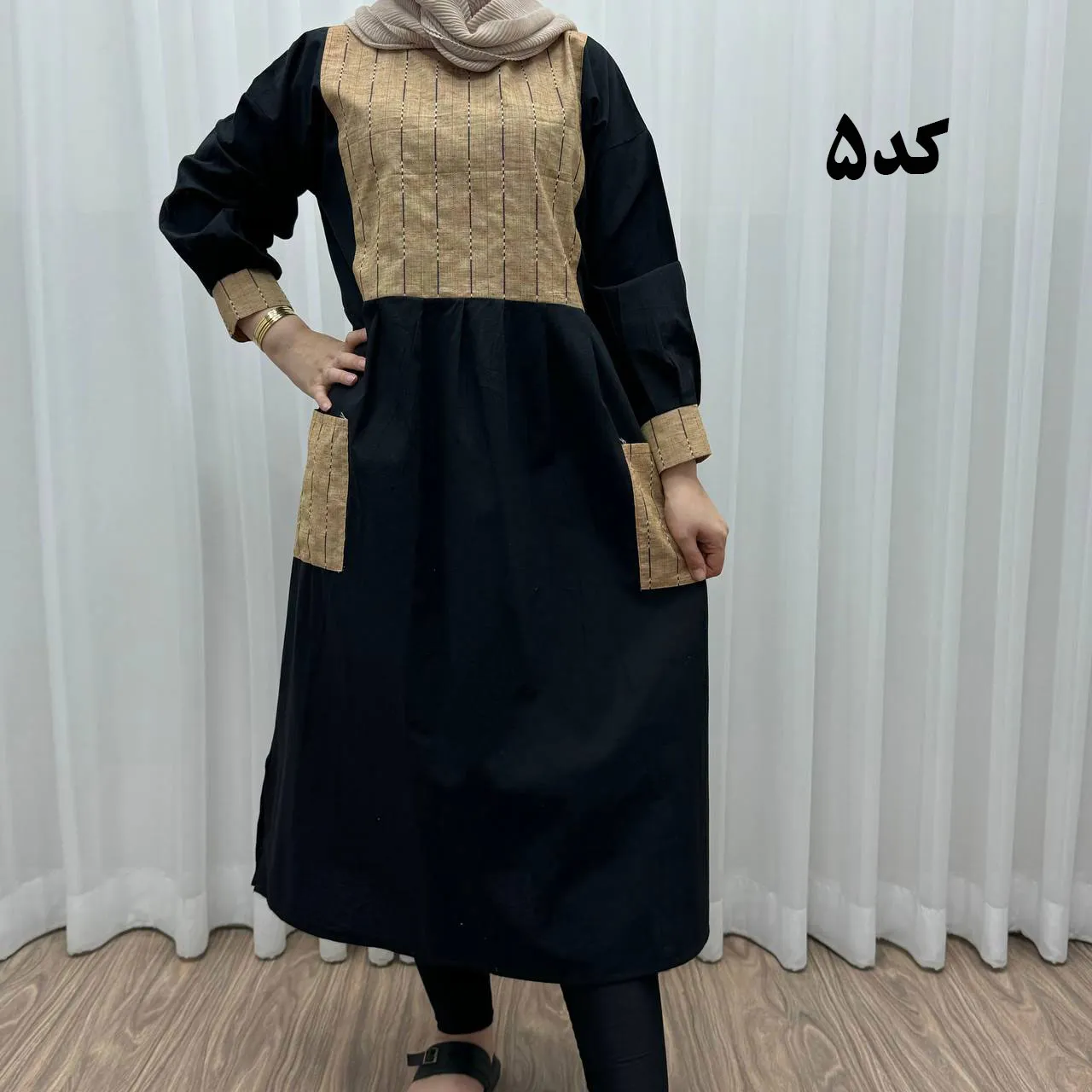 پیراهن کفتان لینن تیکه دوزی فری سایز تا 50 شیک و راحت چهارفصل کمربند دار