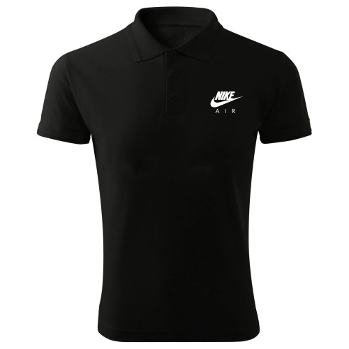 پولوشرت مردانه مشکی آستین کوتاه طرح نایک مدل w3535 جنس جودون سایز L XL 2XL
