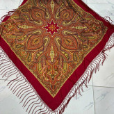 روسری نخی ترکمن قواره 140x140 طرح سنتی کد 100129 زنانه