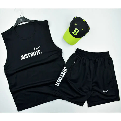 ست تاپ و شلوارک ورزشی مردانه مدل JUST DO IT رنگ مشکی